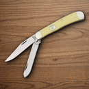 Bear & Son Trapper Pocket Knife 1095HC Steel Blades Yellow Delrin Handle