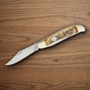 Bear & Son Hunter Pocket Knife 1095HC Steel Blades India Stag Bone Handle