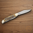 Bear & Son Hunter Pocket Knife 1095HC Steel Blades India Stag Bone Handle