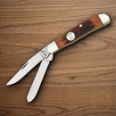 Bear & Son Mini Trapper Pocket Knife 1095 Carbon Steel Blade Red Stag Bone Handle