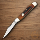 Bear & Son Peanut Folding Knife 1095HC Steel Blade Red Stag Bone Handle