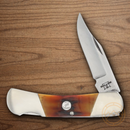 Bear & Son Lockback Folding Knife 2.25" 1095HC Steel Blade Red Stag Bone Handle