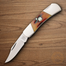Bear & Son Lockback Folding Knife 2.25" 1095HC Steel Blade Red Stag Bone Handle