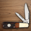 Bear & Son Barlow Pocket Knife 1095HC Steel Blade Red Bone Handle.