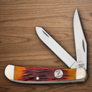 Bear & Son Trapper Pocket Knife 1095HC Steel Blades Red Stag Bone Handle