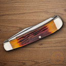 Bear & Son Trapper Pocket Knife 1095HC Steel Blades Red Stag Bone Handle