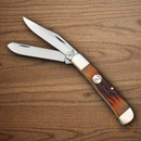 Bear & Son Trapper Pocket Knife 1095HC Steel Blades Red Stag Bone Handle