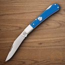 Bear & Son Humpback Folding Knife 2.75" Stainless Steel Blade Blue G10 Handle.