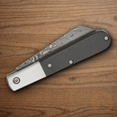 Bear & Son Modern Large Barlow Folding Knife Damascus Steel Blade Carbon Fiber Handle