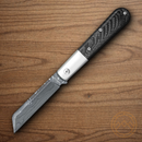 Bear & Son Modern Large Barlow Folding Knife Damascus Steel Blade Carbon Fiber Handle