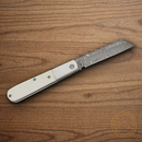 Bear & Son Modern Large Barlow Folding Knife Damascus Steel Blade White Bone Handle