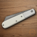 Bear & Son Modern Large Barlow Folding Knife Damascus Steel Blade White Bone Handle