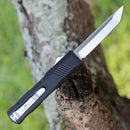 Bear & Son Auto OTF Folding Knife 3.5" Stainless Steel Blade Black Aluminum Handle