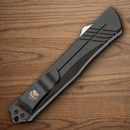 Bear & Son Auto Double Clutch V Folding Knife 3.5" D2 Tool Steel Blade Black Aluminum Handle