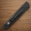 Bear & Son Auto Double Clutch V Folding Knife 3.5" D2 Tool Steel Blade Black Aluminum Handle