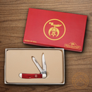 Bear & Son Shriners Trapper Pocket Knife 440 Steel Blade Red Bone Handle