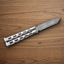Bear & Son Butterfly Folding Knife 3.63" Damascus Steel Blade Stainless Handle