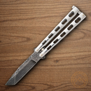 Bear & Son Butterfly Folding Knife 3.63" Damascus Steel Blade Stainless Handle