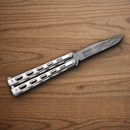 Bear & Son Butterfly Folding Knife 3.63" Damascus Steel Blade 440 Stainless Handle