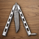 Bear & Son Butterfly Folding Knife 3.63" Damascus Steel Blade 440 Stainless Handle