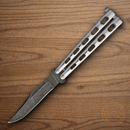 Bear & Son Butterfly Folding Knife 3.63" Damascus Steel Blade 440 Stainless Handle