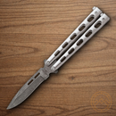 Bear & Son Butterfly Folding Knife 3.38" Damascus Steel Blade Stainless Handle