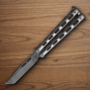 Bear & Son Butterfly Folding Knife 3.5" Damascus Steel Blade Stainless Handle