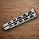 Bear & Son Butterfly Folding Knife 3.38" 1095HC Steel Blade Stainless Handle