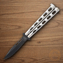 Bear & Son Butterfly Folding Knife 3.38" 1095HC Steel Blade Stainless Handle