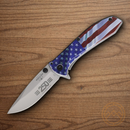 Bear & Son 250th Folding Knife 2.88" Stainless Steel Blade American Flag Pattern Stainless Handle