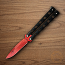 Bear & Son Butterfly Black Widow Folding Knife 4" Stainless Steel Blade Black Zinc Handle