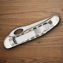 Bear & Son Lockback Folding Knife 2.88" High Carbon Steel Blade White Bone Handle.