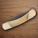 Bear & Son  Lockback Folding Knife 2.75" Damascus Steel Blade White Bone Handle