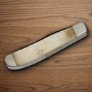 Bear & Son Mini Trapper Pocket Knife Damascus Steel Blade White Bone Handle