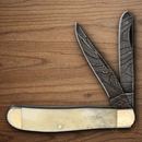 Bear & Son Mini Trapper Pocket Knife Damascus Steel Blade White Bone Handle