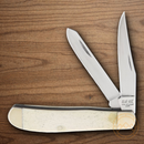 Bear & Son Mini Trapper Pocket Knife 440 Steel Blade White Bone Handle