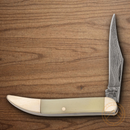 Bear & Son Little Toothpick Folding Knife 2" Damascus Steel Blade White Bone Handle