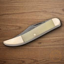 Bear & Son Little Toothpick Folding Knife 2" Damascus Steel Blade White Bone Handle