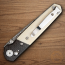 Bear & Son Lawman Slidelock Folding Knife 3.25" Damascus Steel Blade White Bone Handle