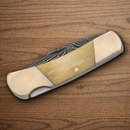 Bear & Son Executive Lockback Folding Knife 2.13" Damascus Steel Blade White Bone Handle