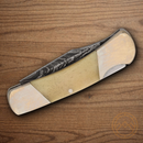 Bear & Son Executive Lockback Folding Knife 2.13" Damascus Steel Blade White Bone Handle