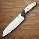 Bear & Son Santoku Kitchen Knife 7.25" 14C28N Sandvik Steel Blade White Bone/G10 Handle
