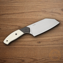 Bear & Son Professional Chopping Kitchen Knife 5" 14C28N Sandvik Steel Blade White/BLack Micarta/G10 Handle