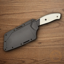 Bear & Son Professional Chopping Kitchen Knife 5" 14C28N Sandvik Steel Blade White/BLack Micarta/G10 Handle