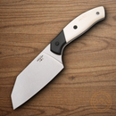 Bear & Son Professional Chopping Kitchen Knife 5" 14C28N Sandvik Steel Blade White/BLack Micarta/G10 Handle