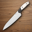 Bear & Son Chef's Kitchen Knife 14C28N Sandvik Steel Blade White/Black Bone/G10 Handle