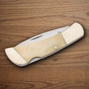 Bear & Son Midsize Folding Knife 2.75" 440 Steel Blade White Bone Handle