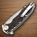 Boker Wilki H Folding Knife 3.13" 14C28N Sandvik Steel Blade Stag Handle