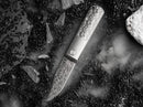 Boker BRLW Meteorite Folding Knife 2.5" Damascus/Caron Fiber Steel Blade Gray Titanium Handle