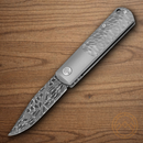 Boker BRLW Meteorite Folding Knife 2.5" Damascus/Caron Fiber Steel Blade Gray Titanium Handle